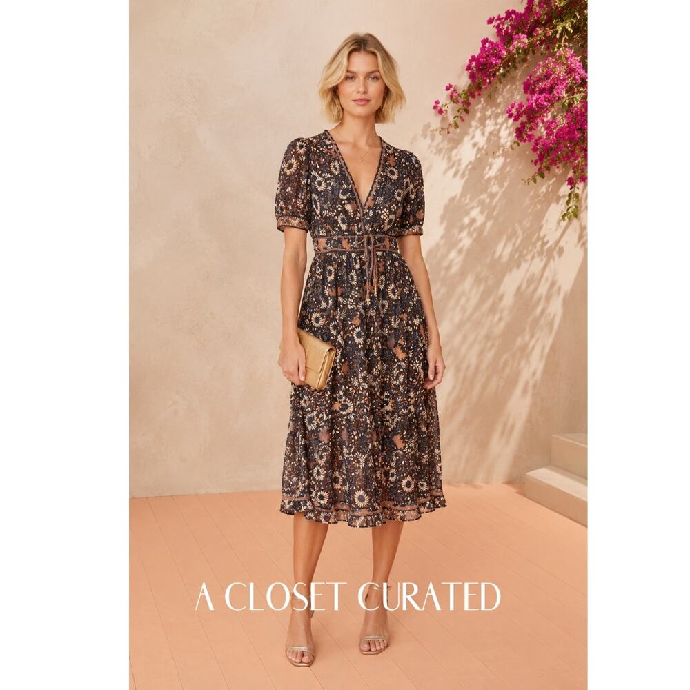Ulla Johnson Margot Floral Midi Dress 0